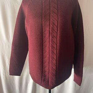 Women's Cable Knit Sweater - Burgundy